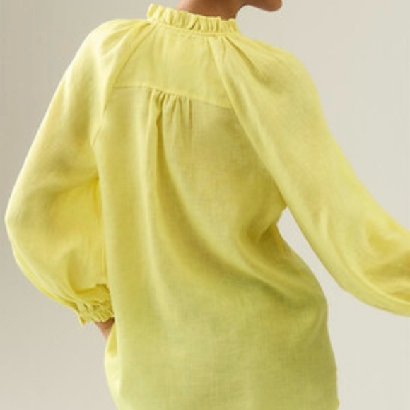 Anthropologie Maeve Audie Linen Button Down Puff Sleeve Blouse Top XS - Picture 3 of 11